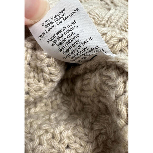 J Crew Beaded Cable Knit Sweater Womens M Merino Wool Blend Beige NWT $128 - Picture 6 of 6